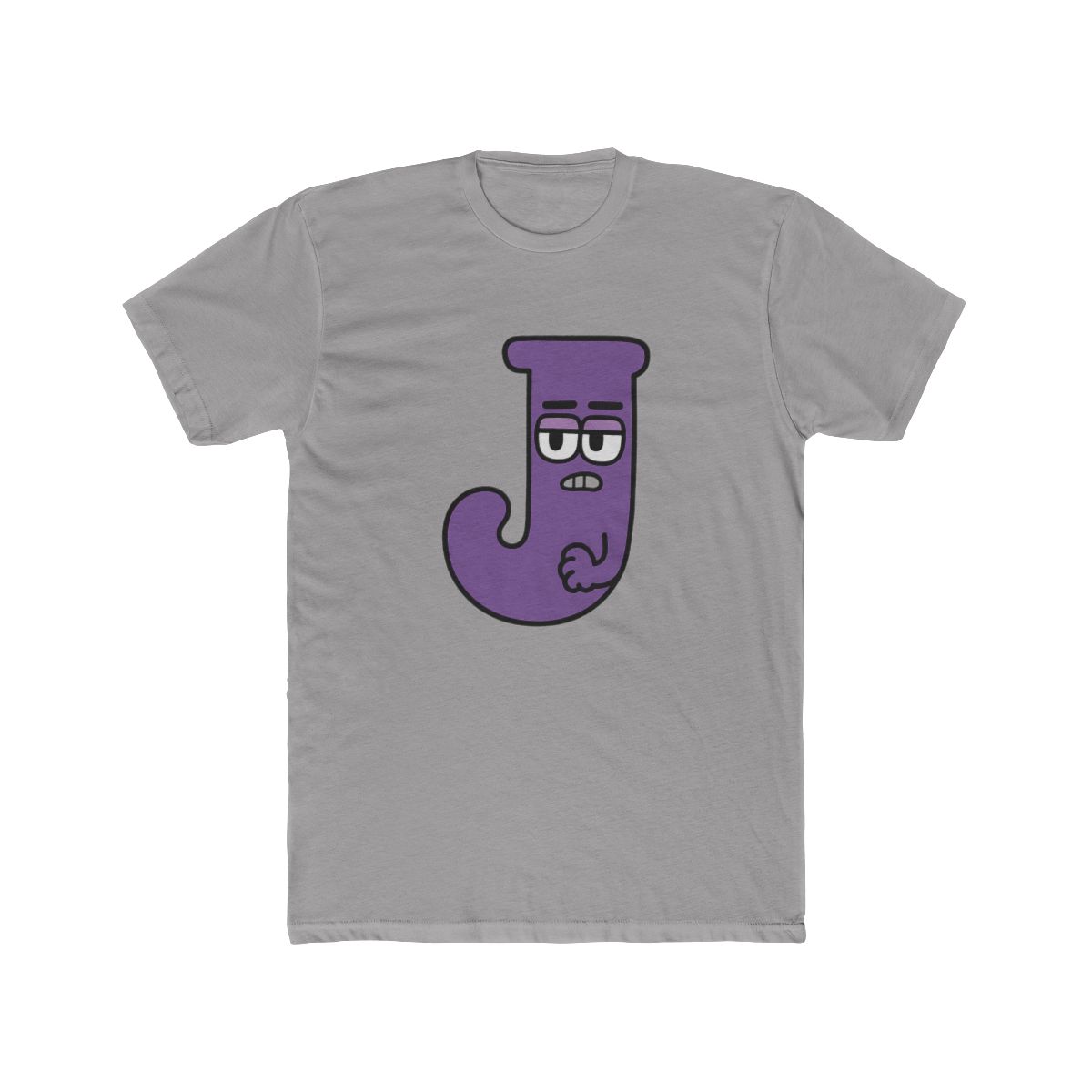 Playful Purple Cartoon Letter J Face T-Shirt